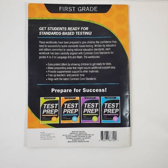 FIRST GRADE TEST PREP Workbook, MATH LANGUAGE ARTS - Picture 2 of 2